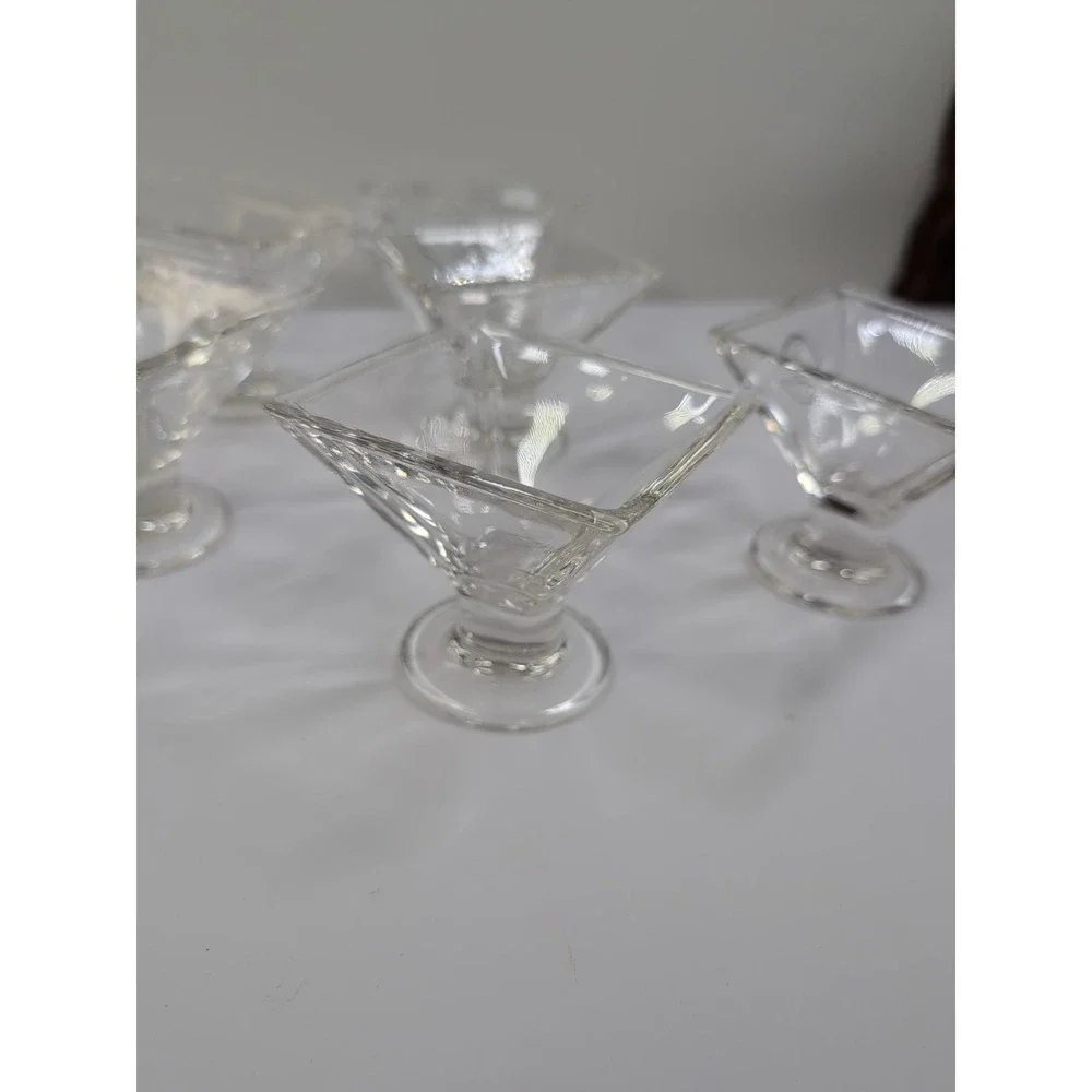 Set of 8 Crystal Clear Square Pyramid Shaped Footed SHERBERT DISH‎ 3